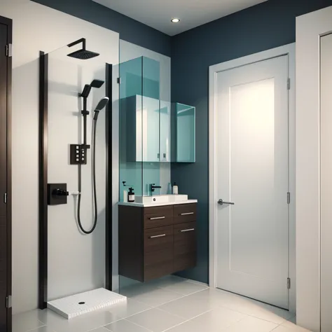 modern bathroom shower with Storage and Comfort