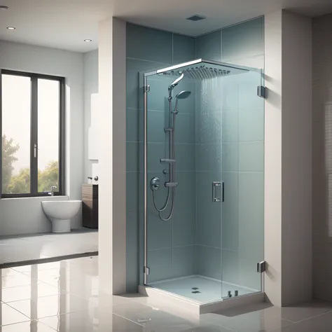 modern bathroom shower with  Waterproofing and Ventilation