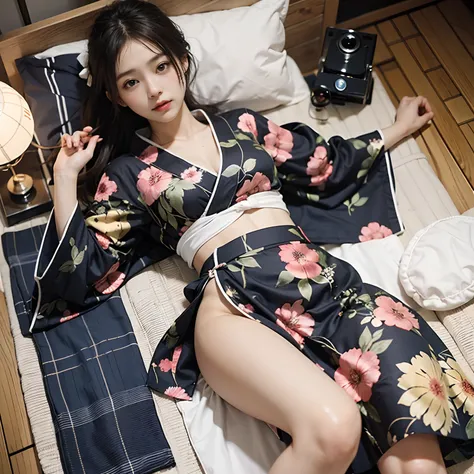 hi-school girl, lesbian, Japan Yukata, No bra, , Legs spread wide