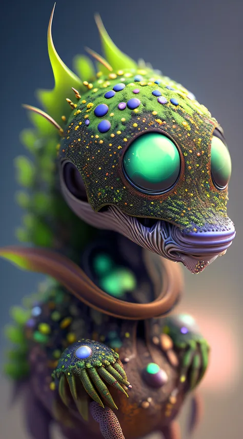 Cute creature from Space. terraforming. Alien Flora, Miki Asai Macro photography, close-up, hyper detailed, trending on artstation, sharp focus, studio photo, intricate details, highly detailed, by greg rutkowskidetailed face, detailed skin