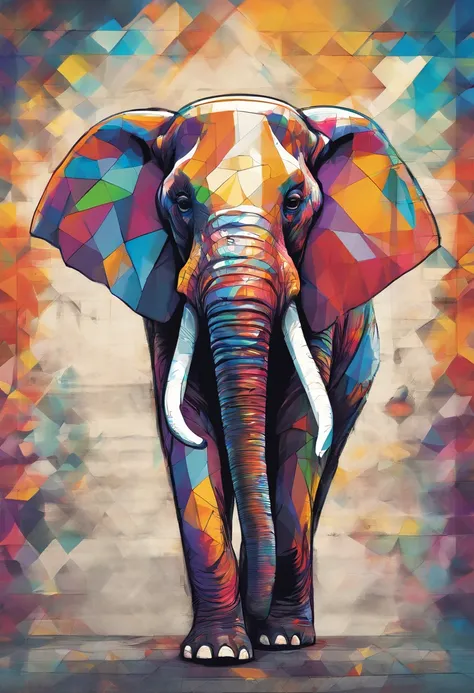 ( UM ELEFANTE  ),(melhor pose),(best angle), (better expression), Eduardo Kobra acolchoamento ,multidimensional geometric wall PORTRAIT, arte, Chibi,Yang08k, lindo, Colouring,