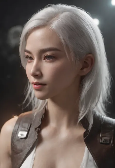 best qualtiy,high high quality,hyper-detailing,textureskin,detail,awardwinning，。.3D, A beautiful cyberpunk female image,battle garment，white haired Cangcang，hdr（HighDynamicRange）,Ray traching,NVIDIA RTX,Hyper-Resolution,Unreal 5,Subsurface scattering、PBR T...