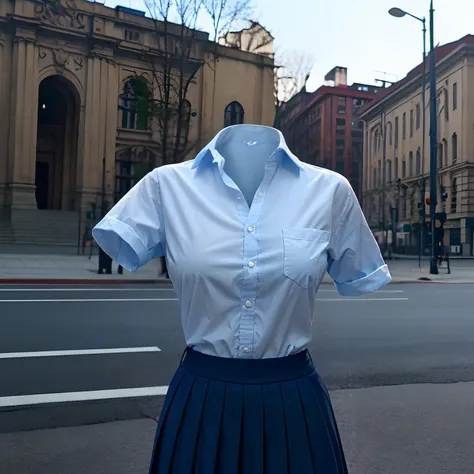 school uniform, ((invisible, no humans:1.5, headless:1.5, handless, legless)), big breast,
(8k, RAW photo, best quality, masterpiece:1.2), (realistic, photo-realistic:1.37),photon mapping, radiosity, ((Hasselblad photography)),physically-based rendering,