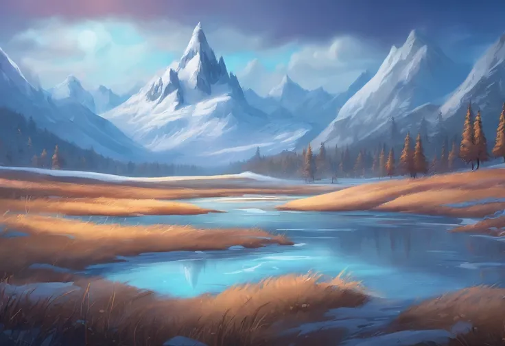 background art for 2d game, frozen land, background battlefield, high quality, hd illustration, JRPG background, RPG background, battle scenario, game scenario