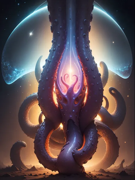 (masterpiece:1.4), (vibrant:1.2), (Extraterrestrial Life:1.3), tentacle, see through, transparent body, space, star, void, best quality