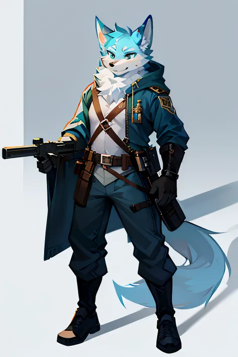 Arctic Sheriff,Full body photo，Armed with a gun