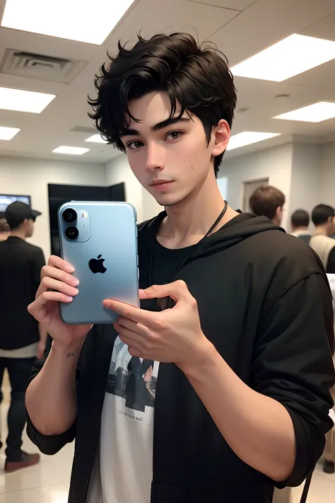 A young man holds an iPhone 16 Pro Max