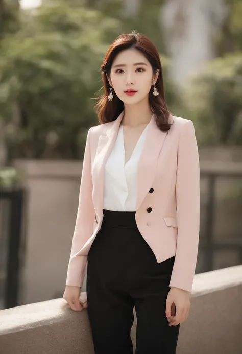 Gentle and beautiful woman, half-body photo, delicate sexy collarbone, charming oval face, Double eyelids, Smart Peach Blossom Eyes, Pink lips, small-nose, bare shoulders​, Focused face, facial closeups, hyper HD, super detailing, Graceful standing, Black ...