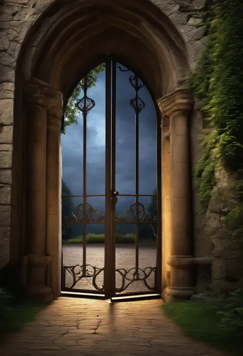 castle with big open door, HD magic, dramatic background