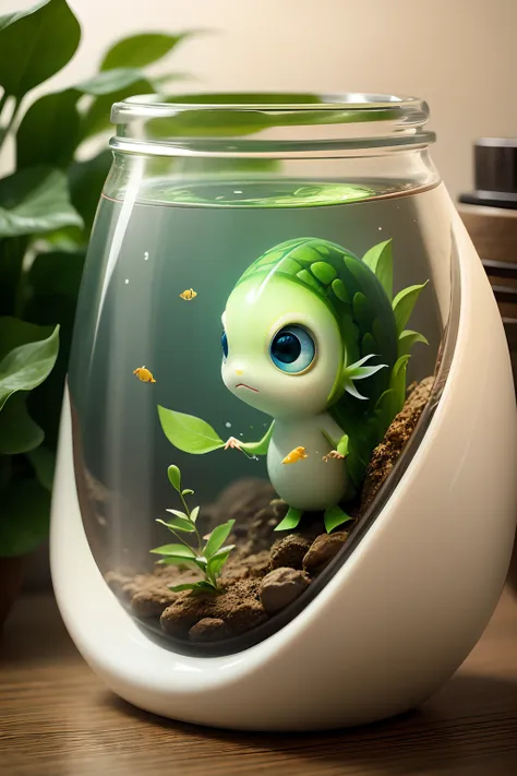 Cute humanoid fish，largeeyes，sprout