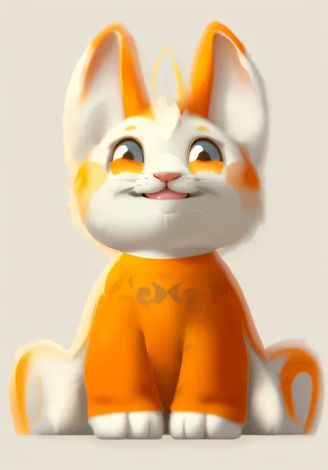 there is a cartoon cat that is sitting on the ground，With a smile on his face, lovely digital painting, cute anthropomorphic bunny, cute 3 d render, edgBunny_Character, anthropomorphic rabbit, stylized as a 3d render, 3 d render stylized, Cute! C4D, linele...