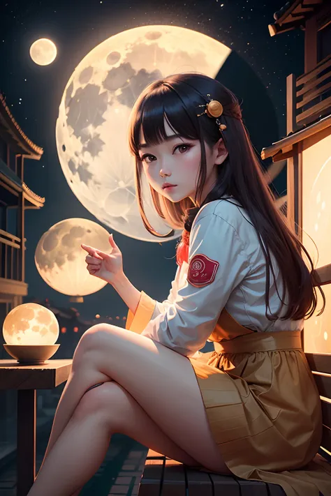 Mid-Autumn Festival，bit girl，themoon，Moon