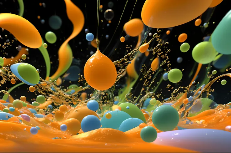 Close up of swirling colored liquid on orange background, splash of color, Philosophical splashes of color, splash of color, Color dispersion, intricate flowing paint, paint splatter, colorful image, colorful hd picure, Color octane rendering, Color explos...