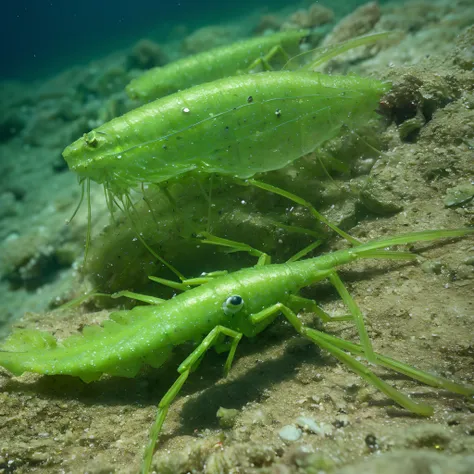 Green prawns，Individual life，Nuclear contamination，variation，photorealestic，marine environment