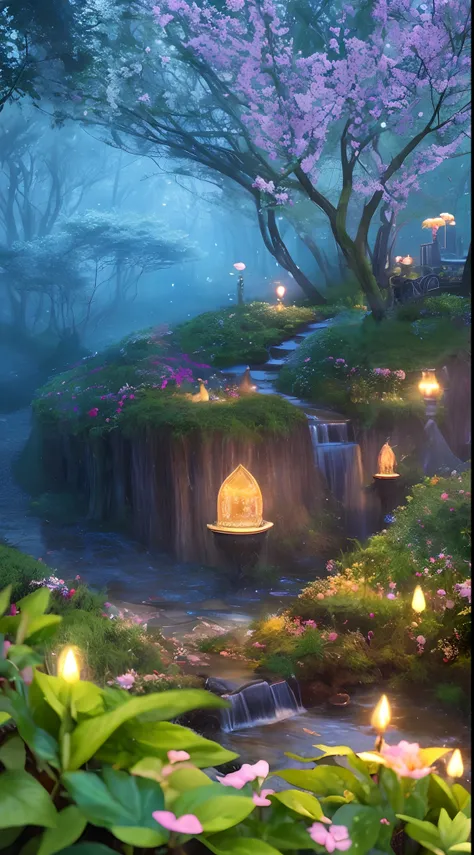 masterpiece, best quality, high quality,extremely detailed CG unity 8k wallpaper, An enchanting and dreamy scene of a fantasy forest, with towering trees, glowing mushrooms, and hidden fairy glens, creating a sense of mystique and enchantment, artstation, ...