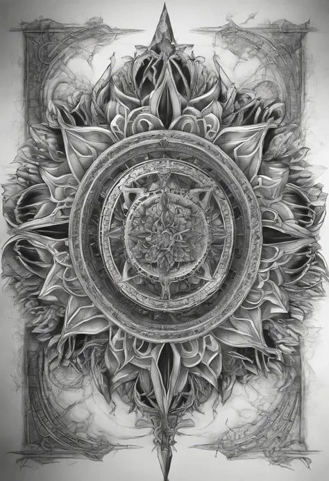 pencil sketch There is blood on the mandala flower