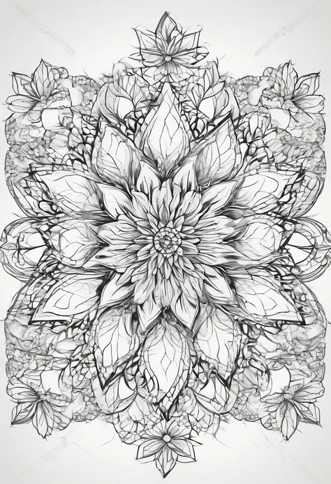 Blood-stained large flower mandala sketch pencil