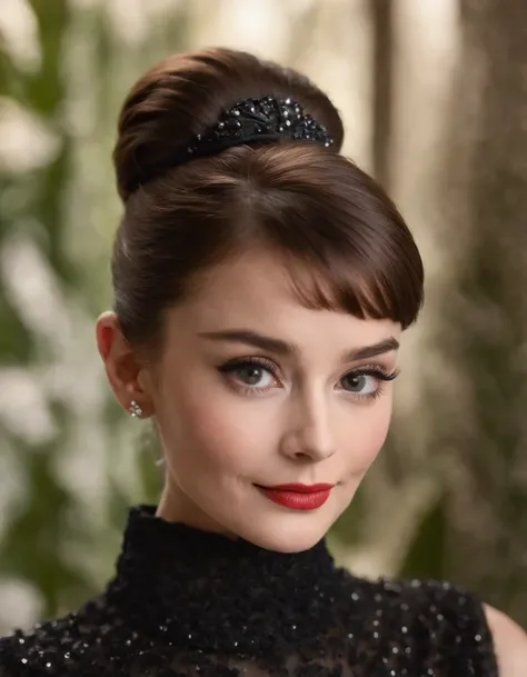 up close photo of 1girl, 30 years old, Glamour like Audrey Hepburn, ultra realista