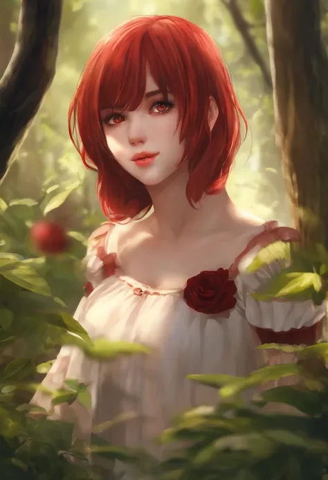 [[Clannard style]], [[A cute short haircute，Girl with red bangs]], [[Red eyes]], [[Gloomy, dark forest background]], [[Poor natural lighting]], [[Great quality]],[[Masterpiece]], [[best artist]], [[Best performance]], [[16K quality]], [[hdr+]]