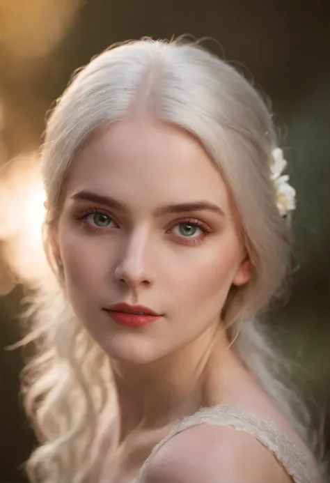 (((a deep reddish wound crosses her left cheek))) fair complexion, woman around 19 years old, natural white hair, distinctive green eyes, wearing kohl, slender and graceful, beautiful, candlelight in a medieval setting, ultra sharp focus, realistic shot, m...