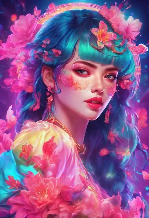 (highres:1.2, realistic:1.37), vibrant colors, surreal, ethereal, enchanting, (fantasy, whimsical:1.1), female, cherry blossom, hybrid, (detailed, intricate:1.1) floral patterns, magical, (flowing, long) hair, (delicate, graceful) pose, (luminous, glowing)...