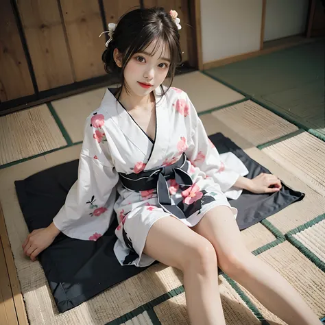 hi-school girl, lesbian, Japan Yukata, No bra, , Legs spread wide