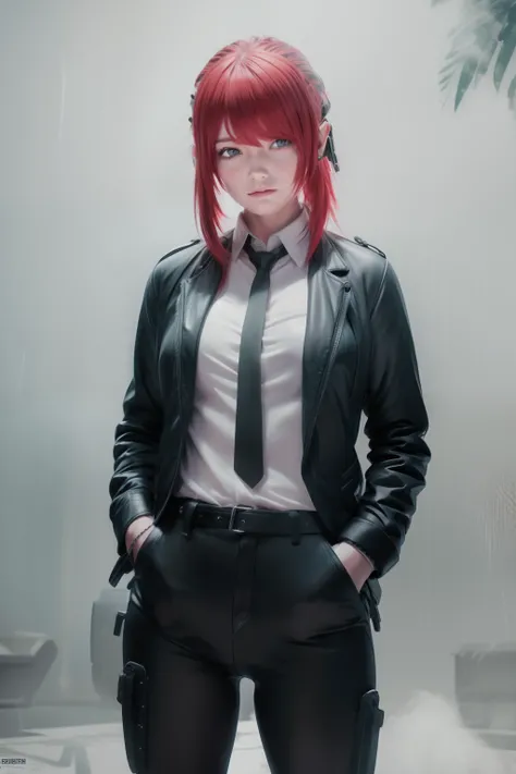 1girl,makima chainsaw ,realistic,ultra detailed ,red hair