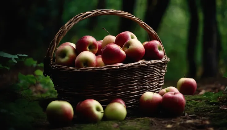 Medieval Dark Forest,A lot of apples in the basket