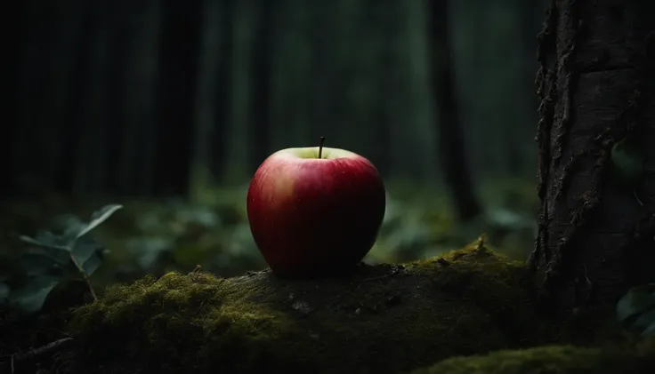 Medieval Dark Forest,Only one apple,Only one bite is nibbled