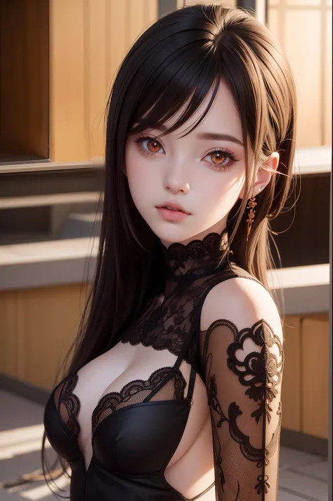 Cute anime, intricate details, stunning girl, ultra realistic, orange eyes, high resolution, HD, 3D rendering artwork, best composition, high quality, 32K, aesthetic, masterpiece