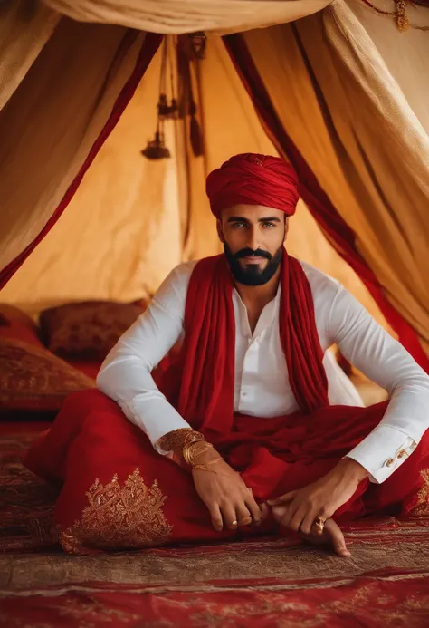 Abdal era nudista. He wore baggy red trousers adorned with gold jewelry, seu peito nu e musucloso era forte e robusto, estava sem camisa. Seu rosto era firme de viril tinha barba espessa e escura. olhos verdes penetrantes, sorriso sedutor. Seus cabelos era...