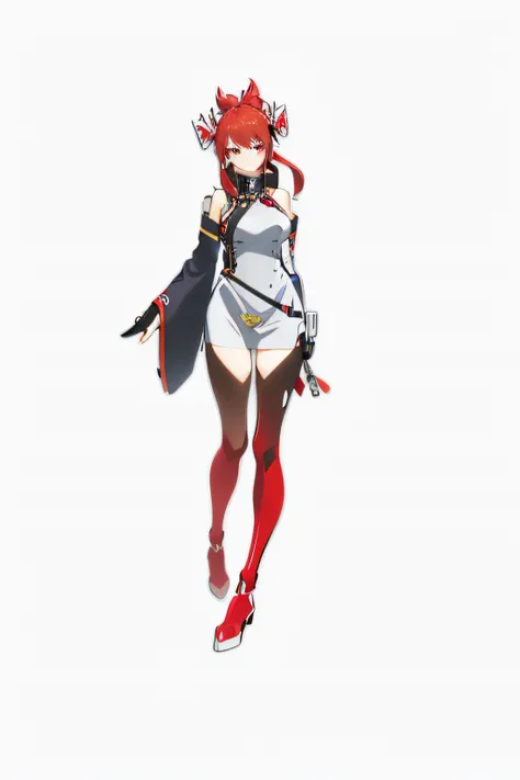 Anime girls wearing red and white clothes， full body concept, anime full body illustration, azur lane style, A scene from the《azur lane》videogame, anime figure; Full-body art, full body adoptable, Single character full body, anime woman fullbody art, 《azur...