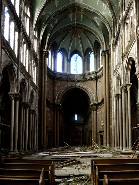 stage of the destroyed church