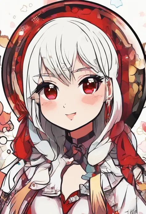 1girll, (Chibi:1.3),telegraph
Viewer View, Blushing, Smile, :D and, Open your mouth
magical girl, white  hair, The long-haired,  Red pupils,
while looking at the viewer,