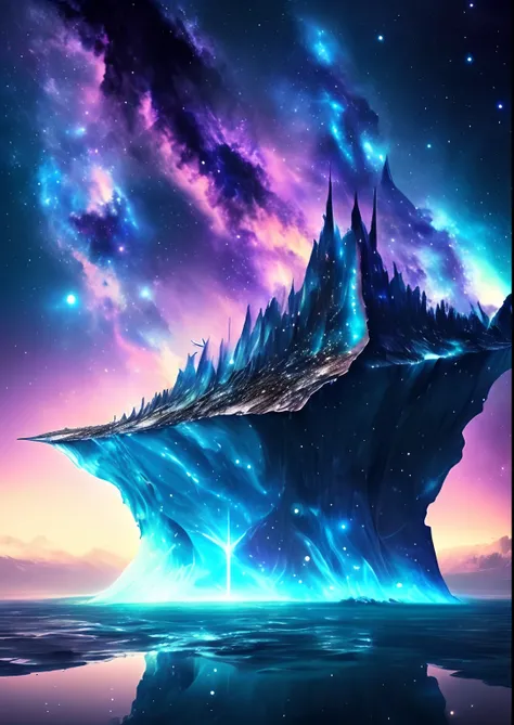 dreamlikeart, galaxy, outer space, nebula, star, [cyberpunked] Iceberg of the Stars (star:1.5),