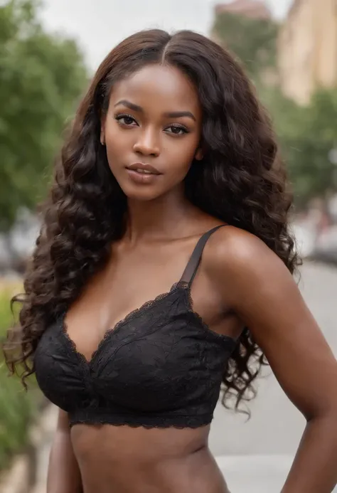 ((African dark skin, very deep ebony skin)), ((her beauty is undeniable)), ((excited cute face)), ((hyper detailed perfect eyes,)), ((cute pose)), ((tongue out)), ((seductive )), sexy, (( tight mesh shirt, sexy short shorts)), ((African long curly afro,)),...