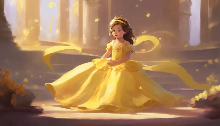 Baby princess girl in yellow gown