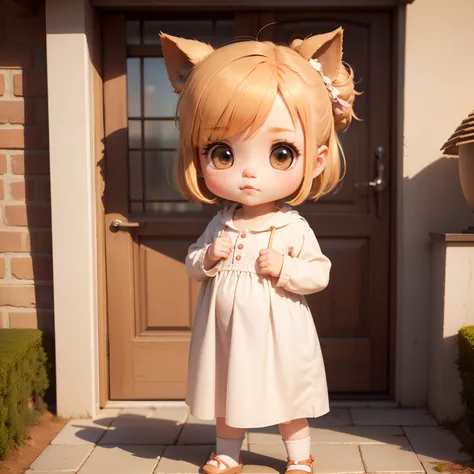 39
(Best Quality), (masutepiece), Charming chibi animation of cute baby with camel face, (Chibi 3D): 1.3, (A detailed face:1.2), (Standing posture:1.1), Randomly selected backgrounds、outside of house