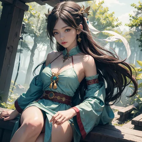 (1girl:1.3),solo,__body-parts__,
official art, unity 8k wallpaper, ultra detailed, beautiful and aesthetic, beautiful, masterpiece, best quality,Fantastical Atmosphere, Calming Palette, Tranquil Mood, Soft Shading,
Miko priestess, charm spell, talisman fam...