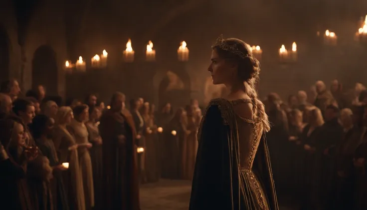 A woman in medieval costume stands in front of a crowd., Afterlife, Afterlife, Anti-Life, The style of mystery TV series, at last, After the battle, Arcane Style TV Series, Carbon transformation, aftermath, After Effects, Live-action movies, Alfredo and th...