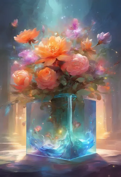 Neonbiotranslucent Cube flower vase.