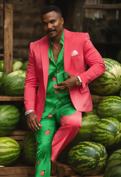 man with watermelon suit