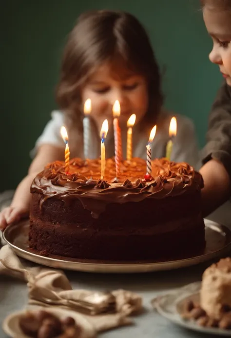 My childs birthday and a big chocolate cake and a phrase written on it the most beautiful lover