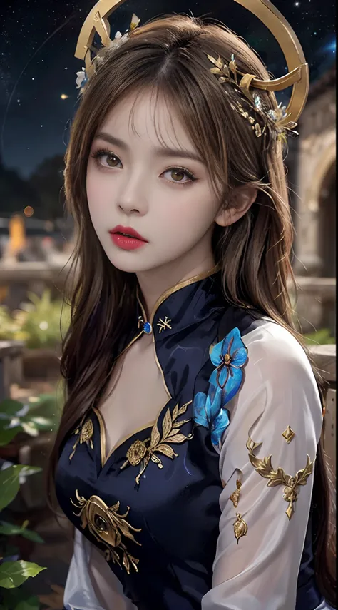 1 27-year-old girl, 1 zodiac goddess from the future, goddess of the pink and purple 12 zodiacs, the goddess of the zodiac in a yellow ao dai, a 12 zodiac ao dai with many black lace detail, mythology Goddess of the 12 zodiacs from the future, zodiac ♏, lu...