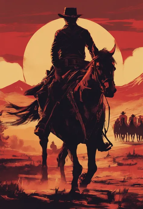 Red dead redemption 2 style,1899 year,Some outlaws riding horses, micah bell gang.