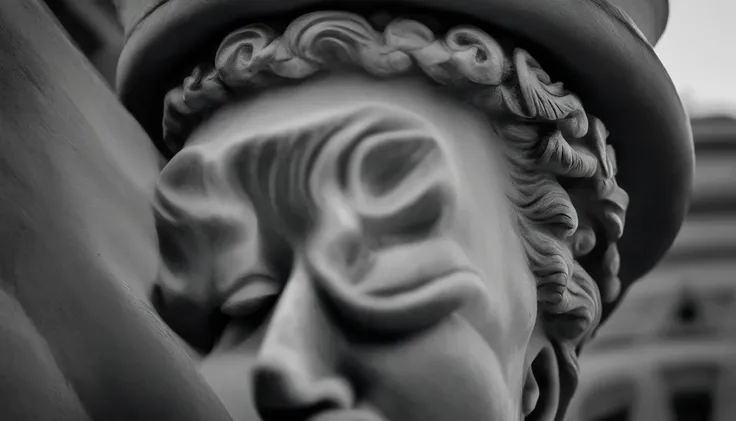 una estatua de retrato del estoico Marco Aurelio en blanco y negro 4K,Cara lateral, Super realistic wallpaper