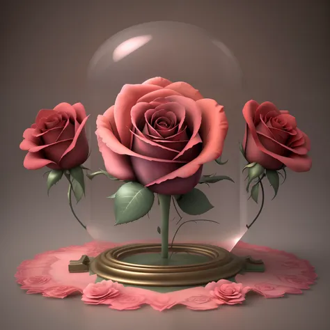 Rose vintage, transparent background, highly detailed , digital art, colorful, realistic, 3D