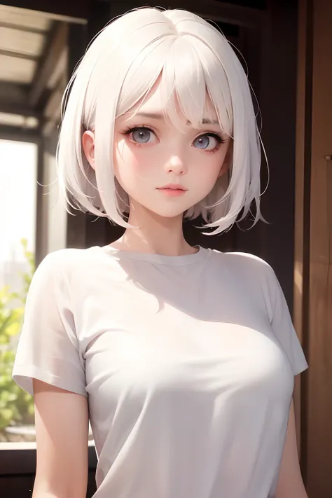 masterpiece,best quality,1girl,upper body,white hair,bright eyes,shirts,