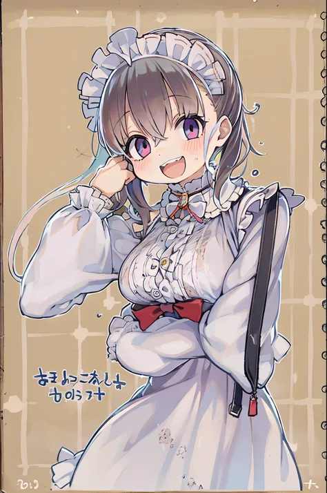 masutepiece, Best Quality, 1girl in, Empty eyes, Utsurome, maid, Smile