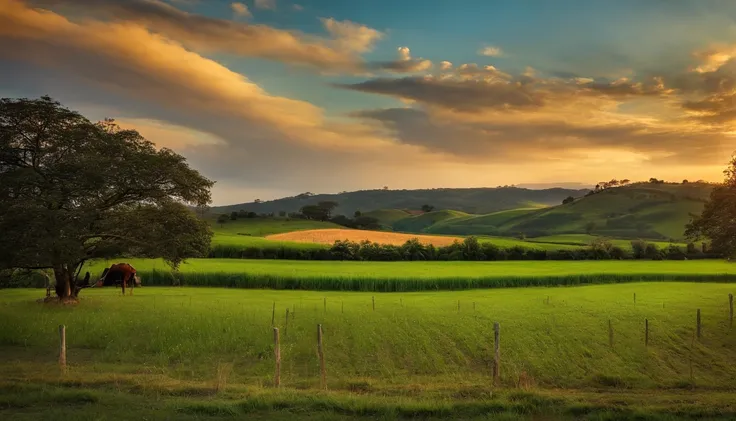 linda imagem de uma porteira de uma fazenda com natureza, beautiful view